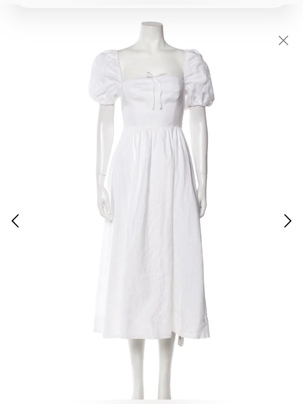 Reformation Marella White Midi Puff Sleeve Dress NWT